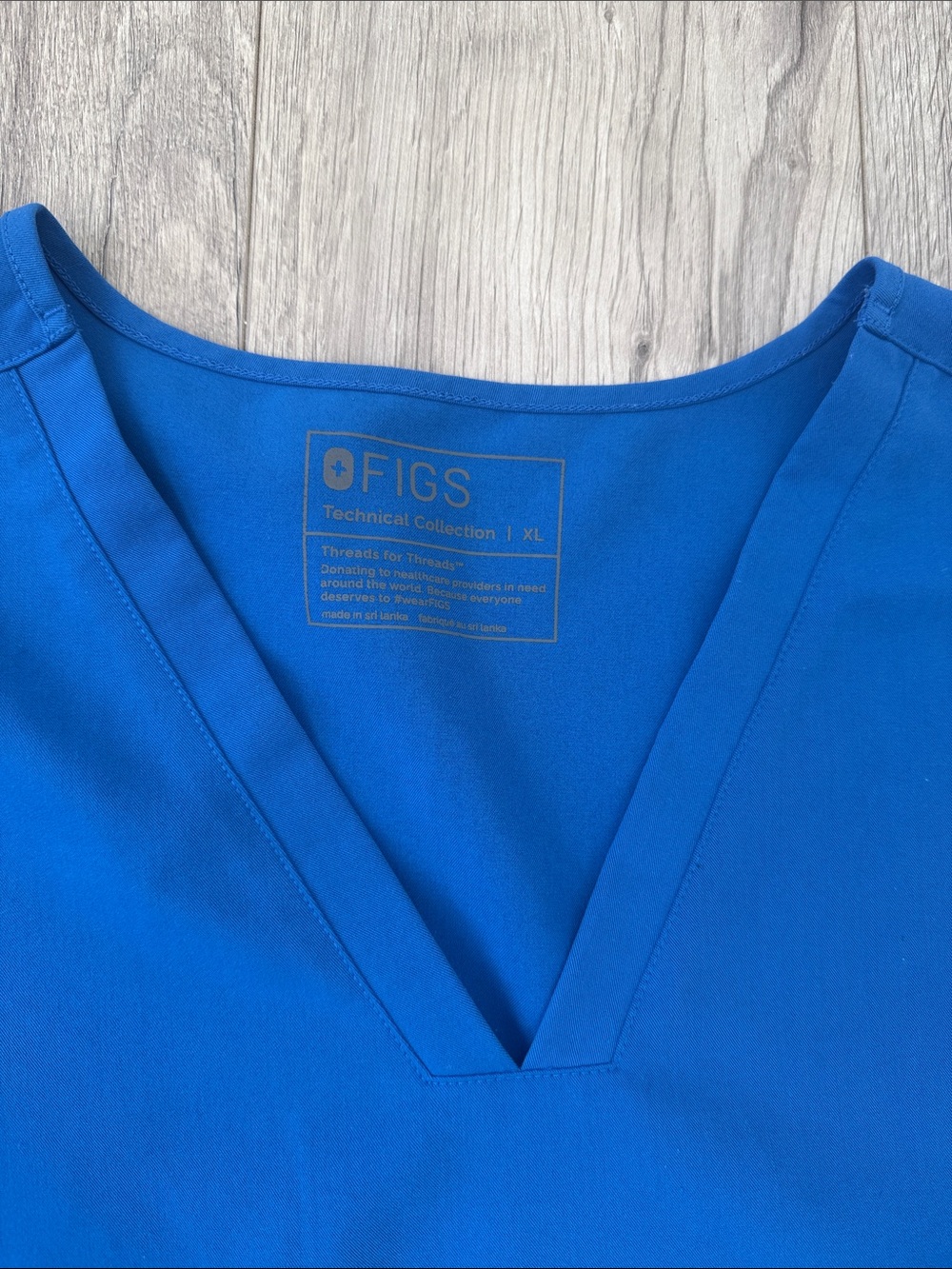 Figs Royal Blue V-Neck Scrub Top - Picture 6 of 6